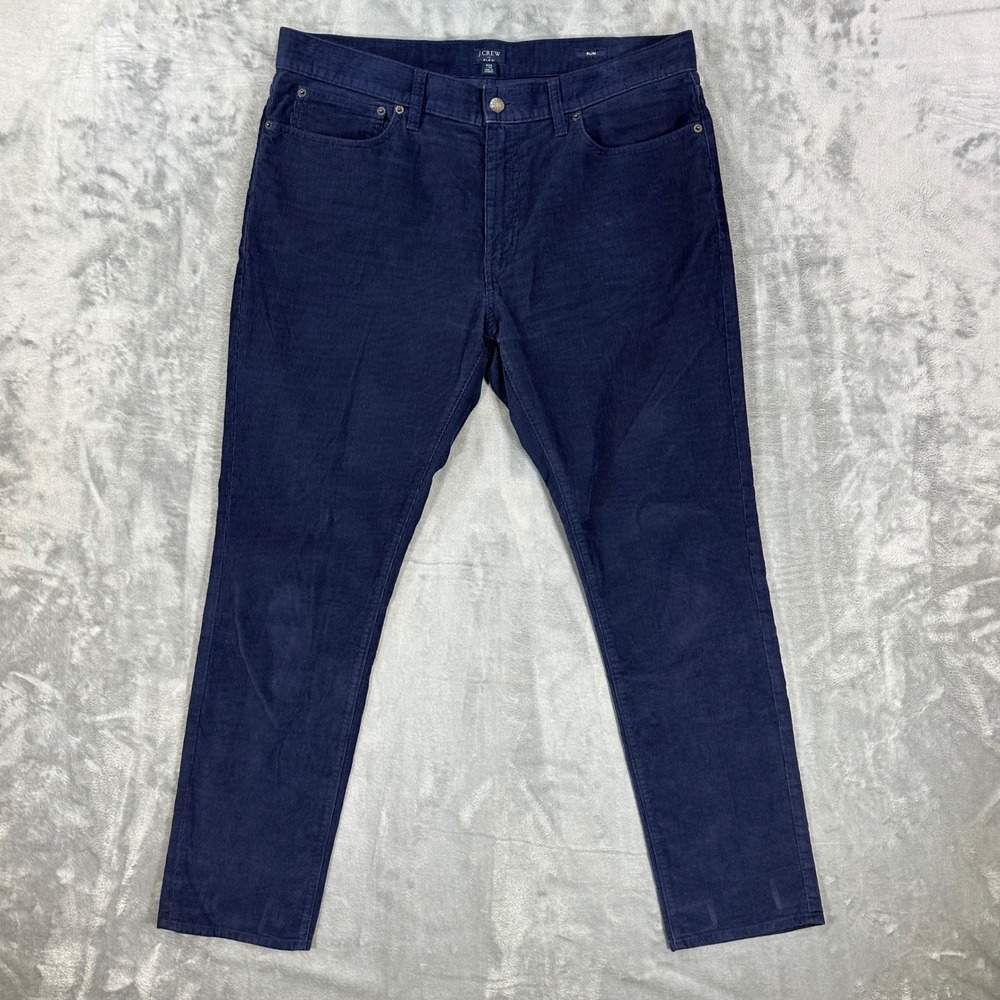 J.Crew Flex Slim Corduroy Pants Men's Size 36x32 Navy Blue Cotton Stretch